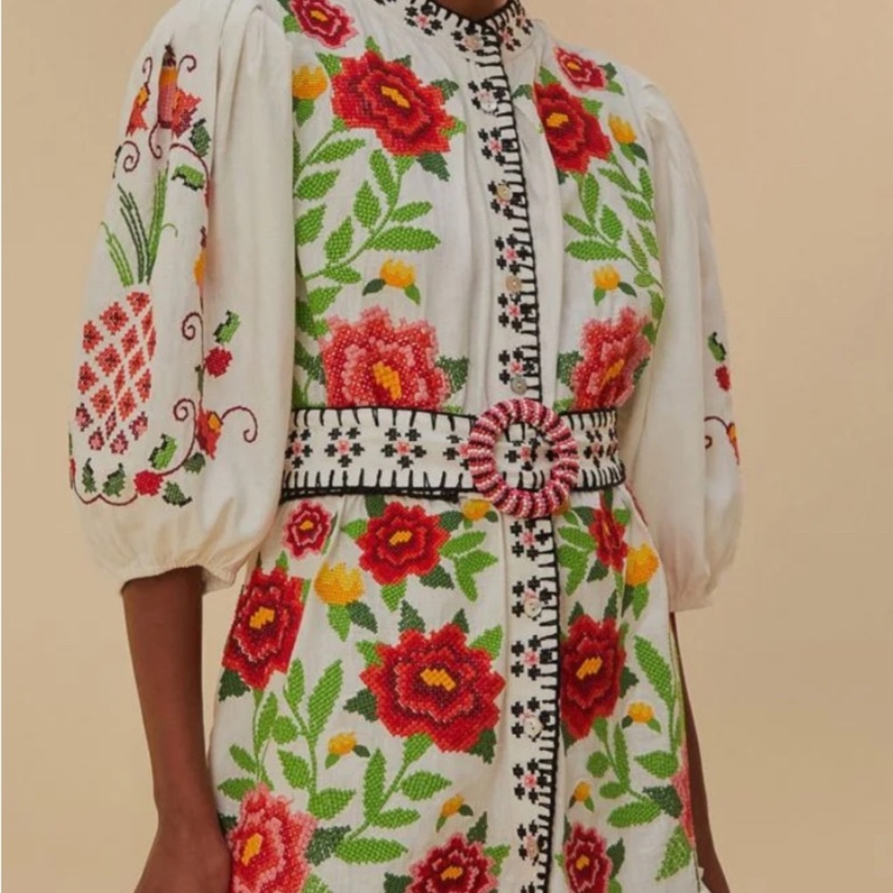 Floral farm rio Embroidered White Dress large